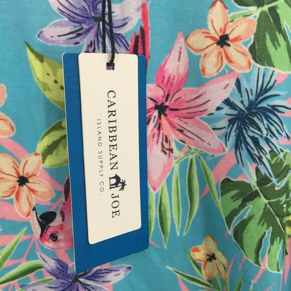 Caribbean Joe Tropical Pullover Top 3/4 Sleeve Crew Parrot floral Small SPRING - Picture 4 of 6